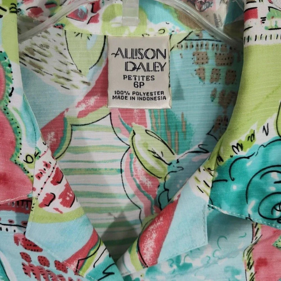 Vintage Allison Daley Button Up Shirt Blouse Top Women Petite Size 6P Collared - Picture 3 of 6